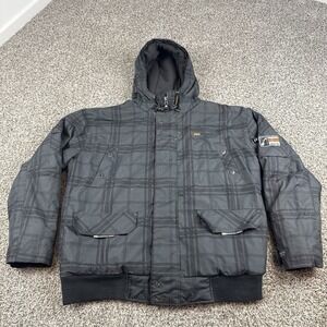 Geographical Norway Winter Jacket Mens XXL Gray Plaid Hooded Expedition Full Zip